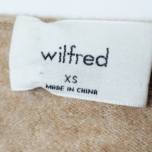 WILFRED Santorini Cardigan Sweater Wool Cashmere Knit Gold Camel XS Aritzia - Picture 12 of 14